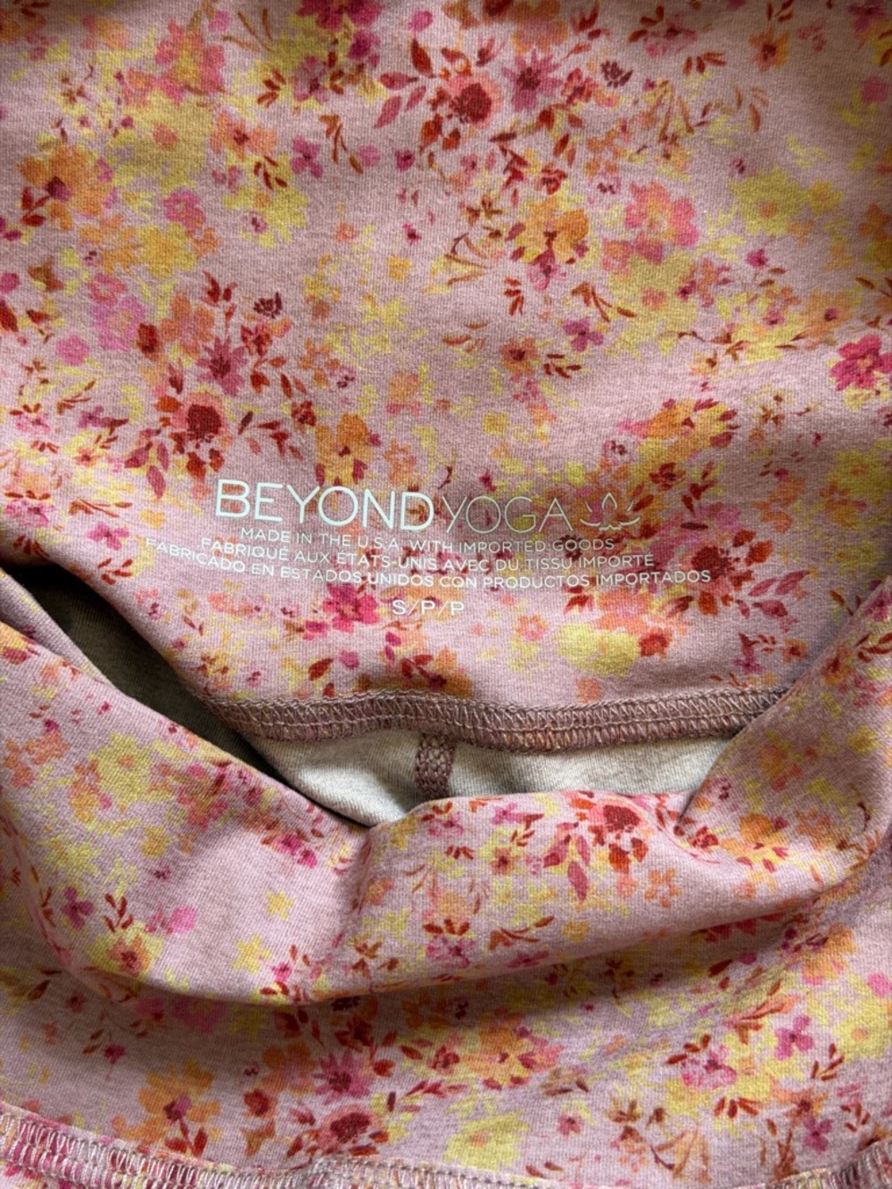 Beyond Yoga Pink & Yellow Floral Leggings - Picture 3 of 3